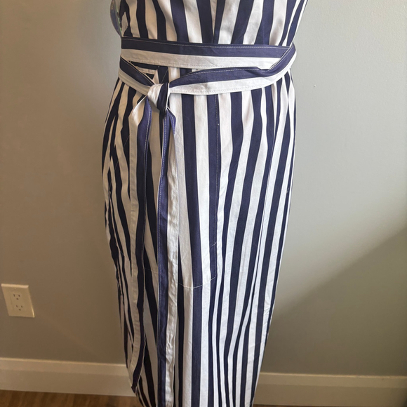J. Crew Thomas Mason Women's Striped Apron Dress Navy & White SZ 14 - Picture 5 of 11